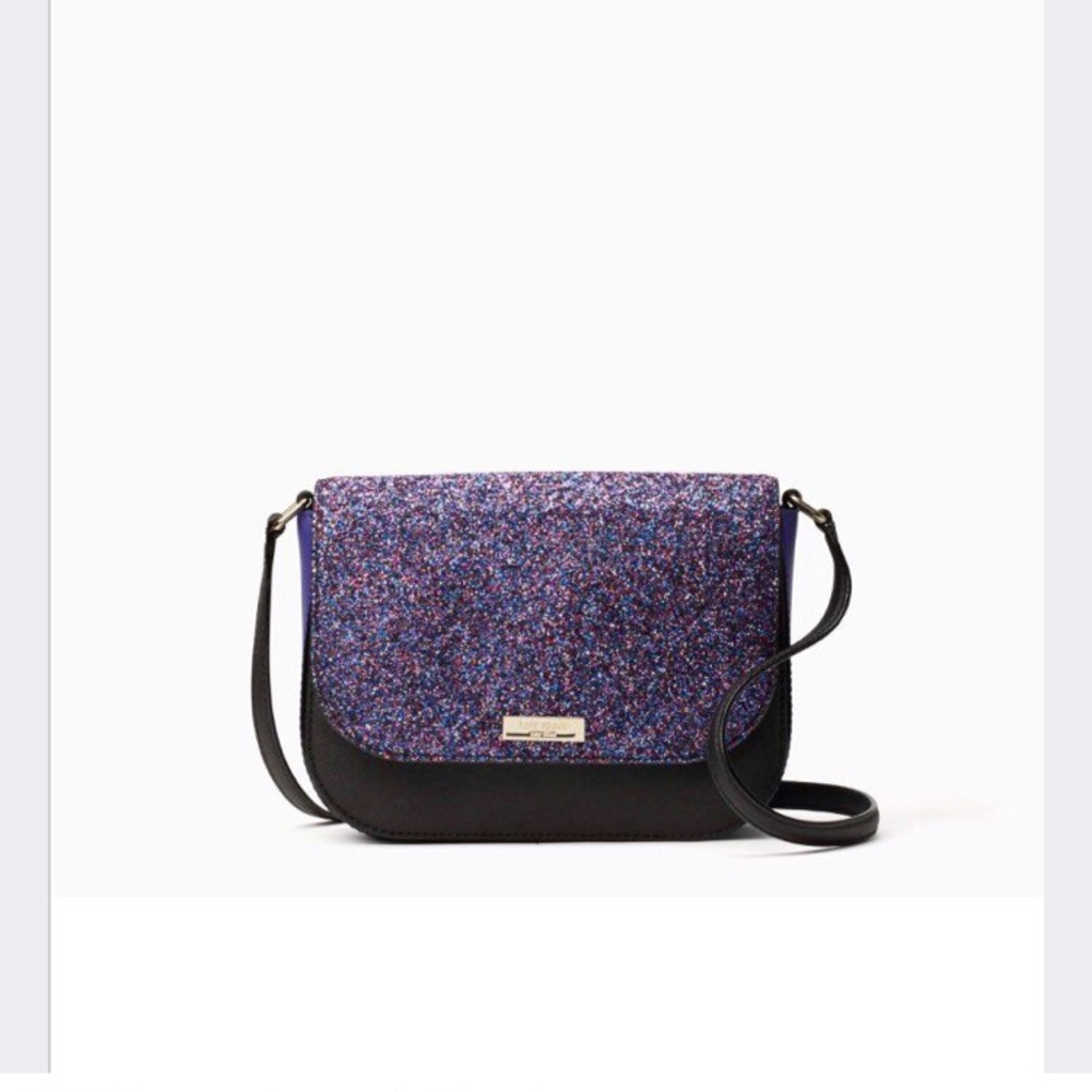 A lovely black and purple glitter crossbody bag